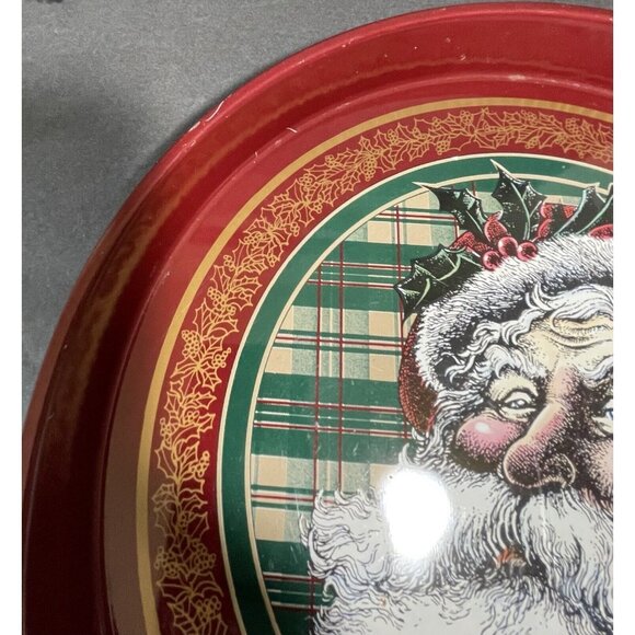 Vintage 12" Nobel Hall Santa Claus Tin Tray Christmas Holiday Old World Design - Picture 6 of 7